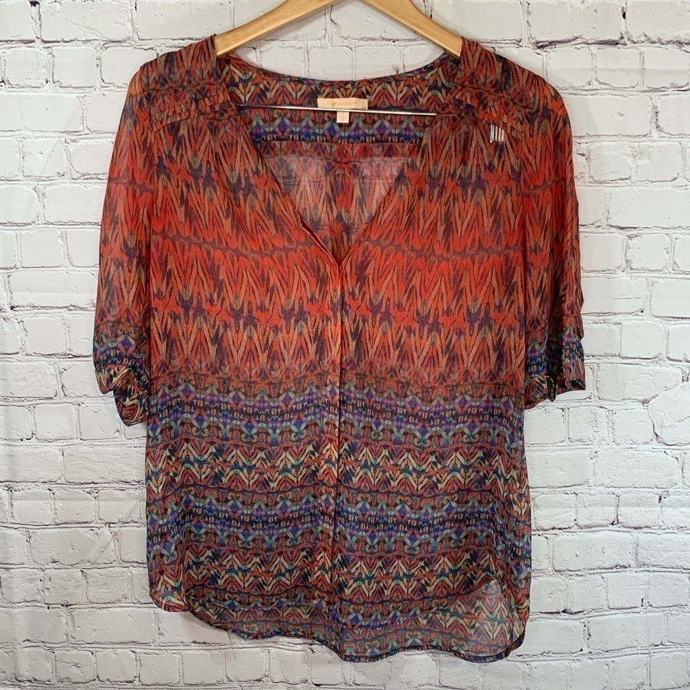 Skies Are Blue Sheer Blouse Size Small